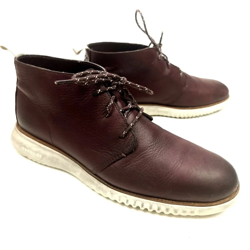 Cole Haan Boots Men 9.5 M Chukka Leather Brown 2.Zerogrand Ankle Lace Shoes